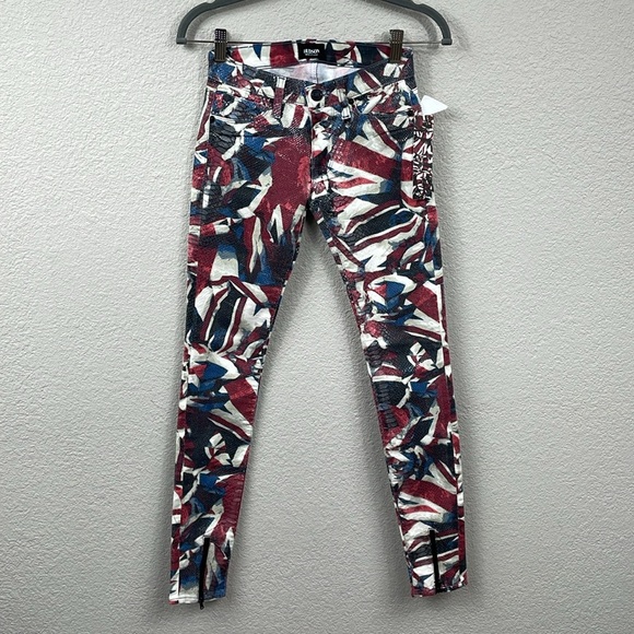 NWT Hudson Juliette Refine Super Skinny Jeans Red White Blue Snakeskin Low Rise - Picture 3 of 14